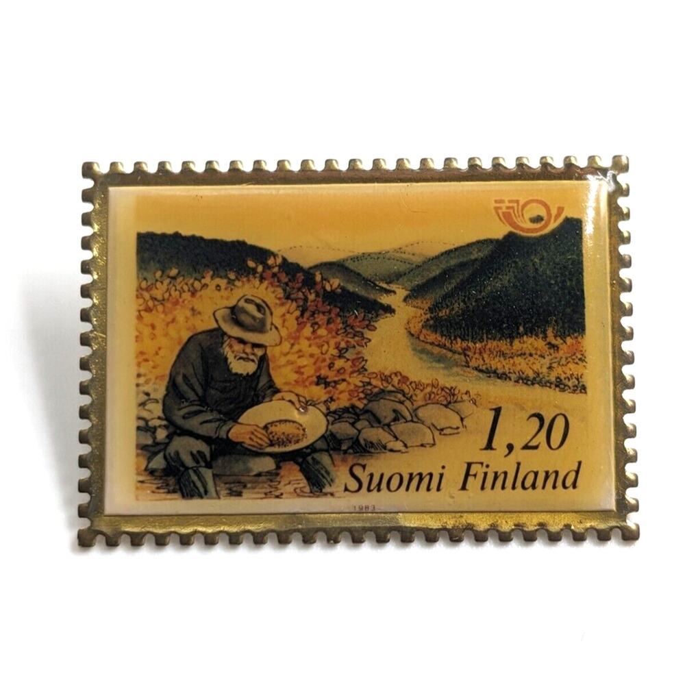 VTG Suomi Finland Gold Panner in North FIN '83 Norden Tourism Stamp Pin Souvenir